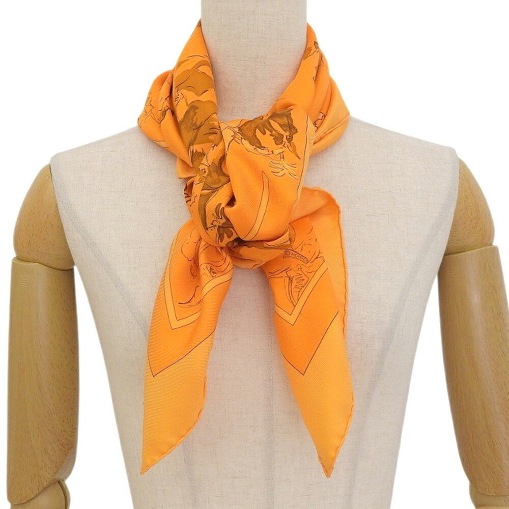 Hermes Carre 90 Ballet equestre Horse Scarf Muffler Silk Orange - Picture 2 of 7
